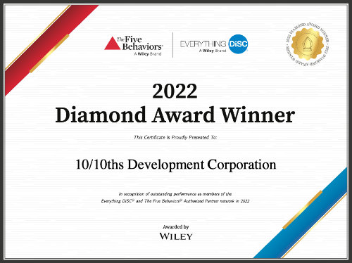 10-10ths Development Corporation Diamond Award Certificate